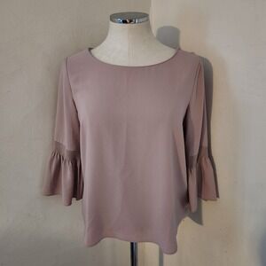 ANN TAYLOR Women Bell Sleeve‎ Blouse Top Dusty Rose Size Small